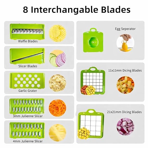 vegetable chopper onion chopper 8 blade mandoline slicer dicer kitchen food chopper vegetable cutter with container for home kitchen