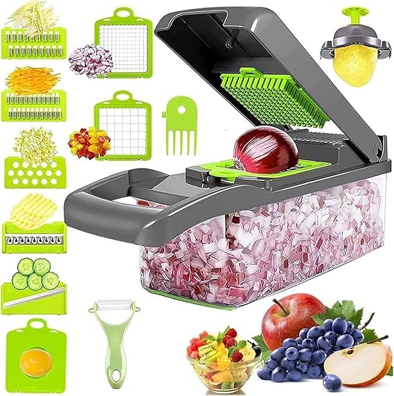 vegetable chopper onion chopper 8 blade mandoline slicer dicer kitchen food chopper vegetable cutter with container for home kitchen