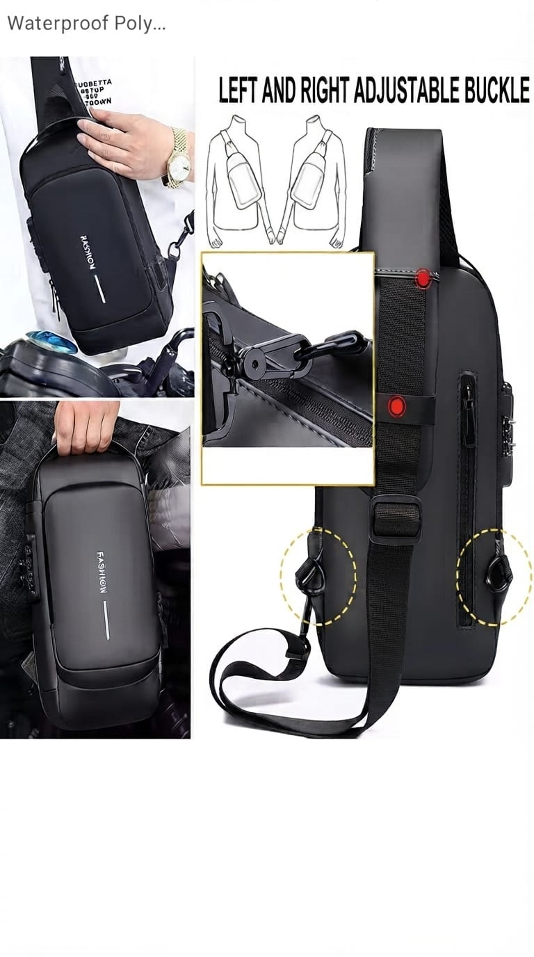 usb charging anti theft sling chest bag for men