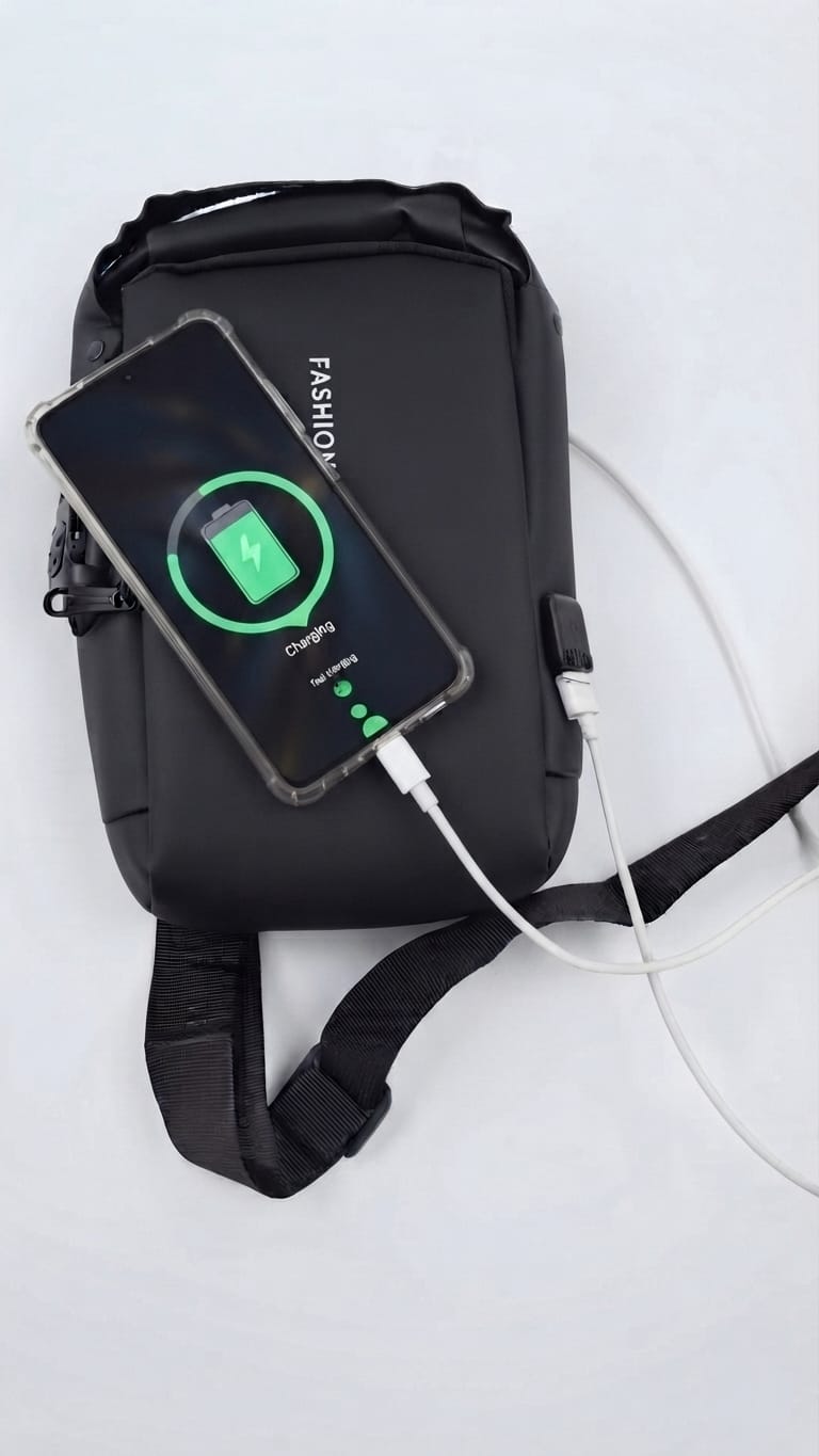 usb charging anti theft sling chest bag for men