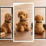 cute golden puppy dog showpiece
