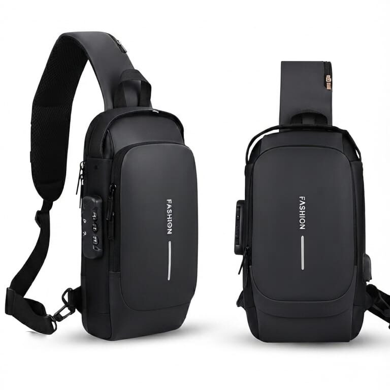 usb charging anti theft sling chest bag for men