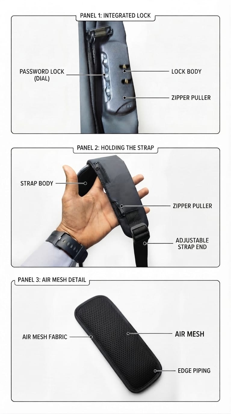 usb charging anti theft sling chest bag for men