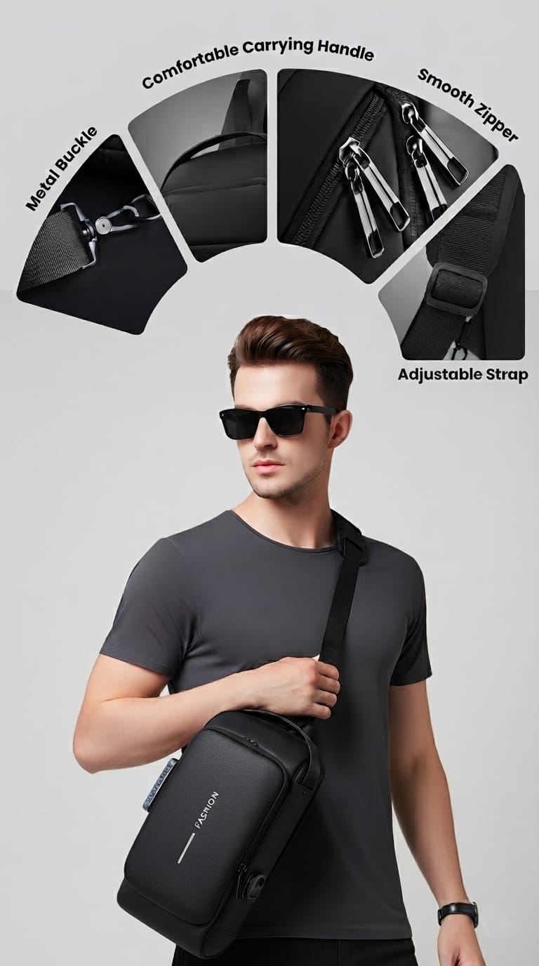 usb charging anti theft sling chest bag for men